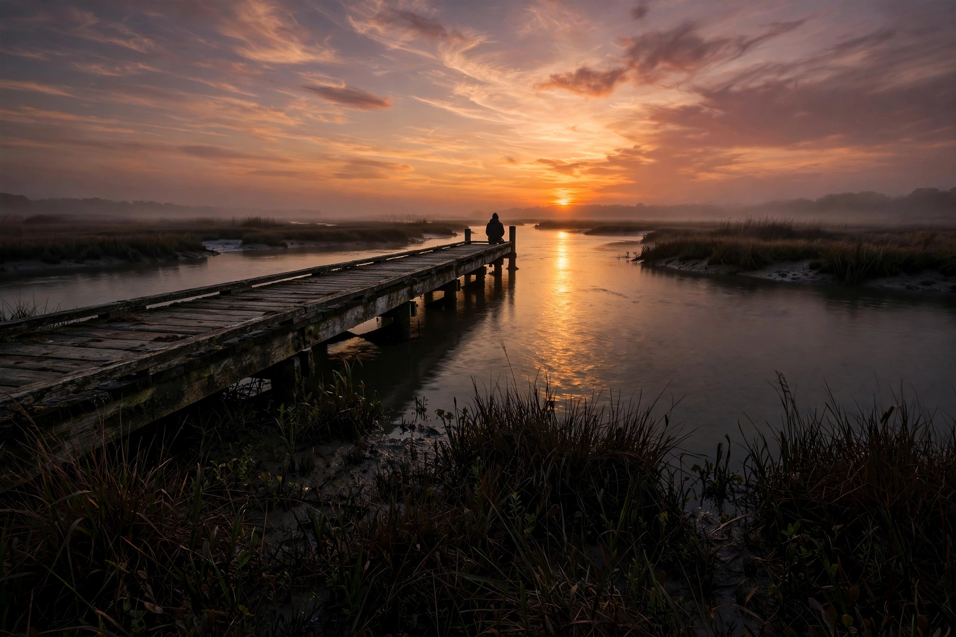Marsh at sunset
