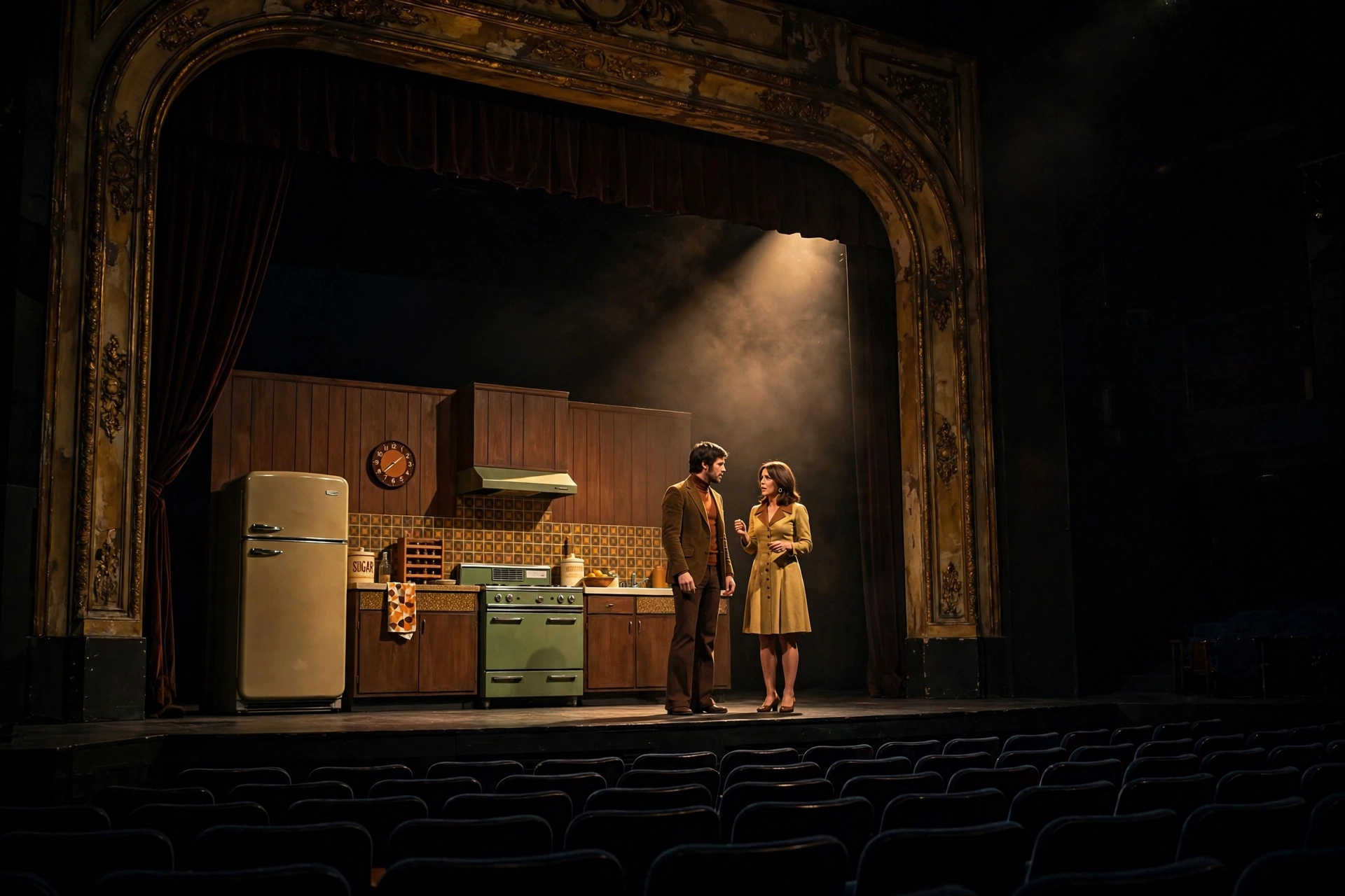 Theater stage in warm spotlight